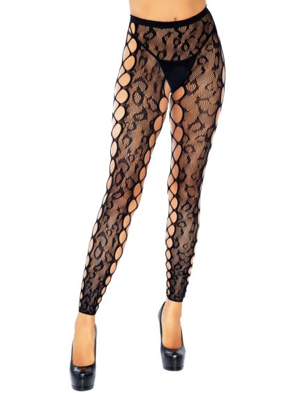 Punčochové kalhoty s leopardím vzorem a sexy otvory Leg Avenue
