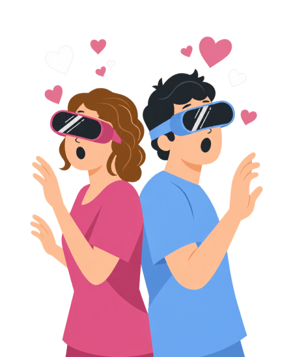Pár pohlcený virtuální realitou, každý sám