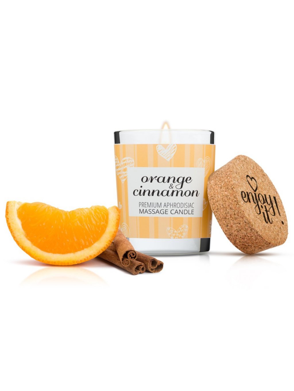 Afrodiziakální masážní svíčka MAGNETIFICO  Enjoy it! Orange and cinnamon