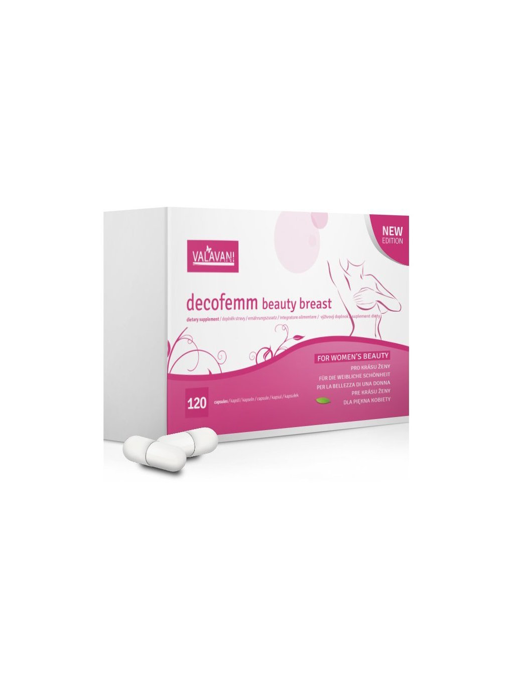Tablety pro zvětšení a zpevnění poprsí Decofemm beauty breast  120 kapslí