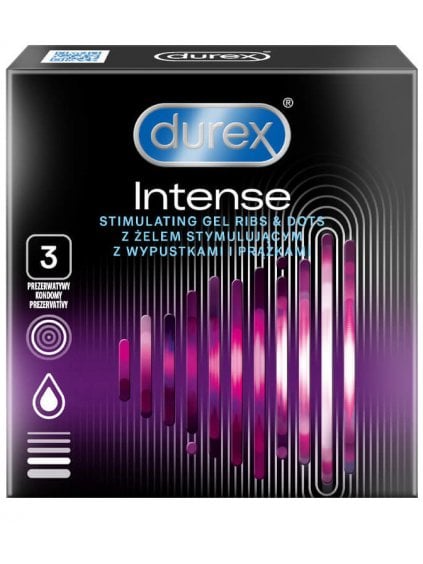 Vroubkované hřejivé Kondomy Durex Intense  3 ks