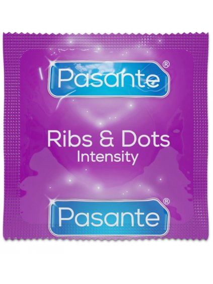 Vroubkovaný kondom Pasante Ribs & Dots Intensity  1 ks