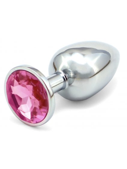 Kovový anální kolík se šperkem  světle růžový
