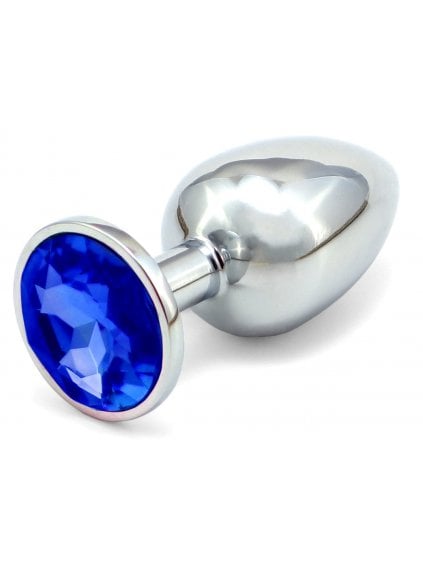 Kovový anální kolík se šperkem  tmavě modrý