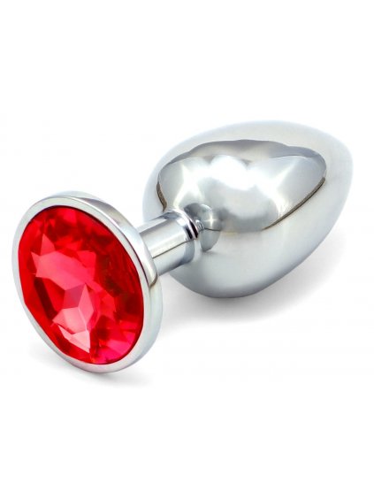 Kovový anální kolík se šperkem  červený