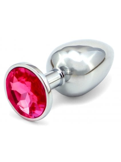 Kovový anální kolík se šperkem  tmavě růžový