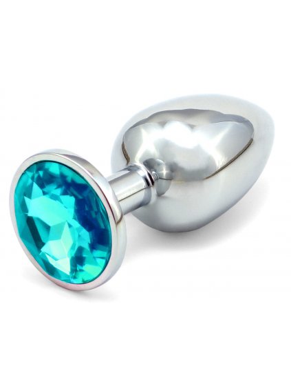Kovový anální kolík se šperkem  světle modrý