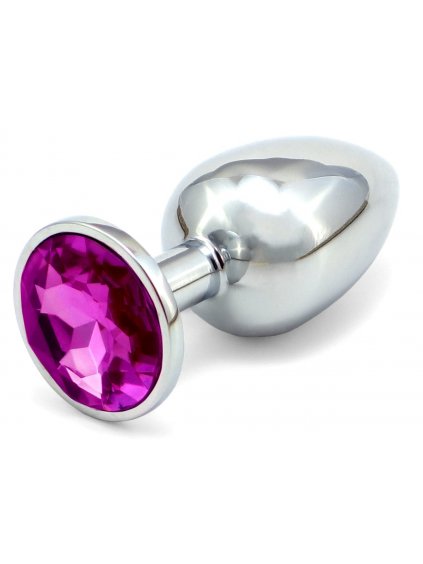 Kovový anální kolík se šperkem  tmavě fialový