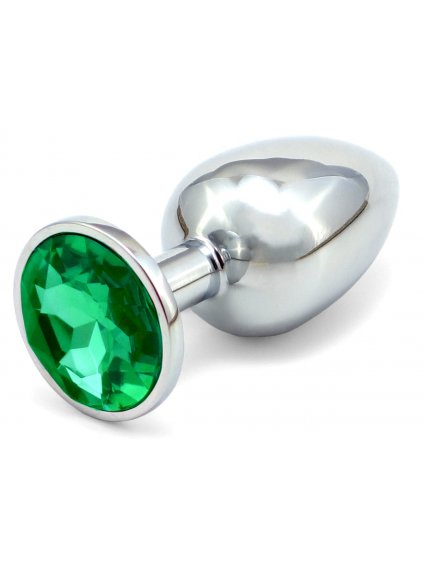Kovový anální kolík se šperkem  tmavě zelený