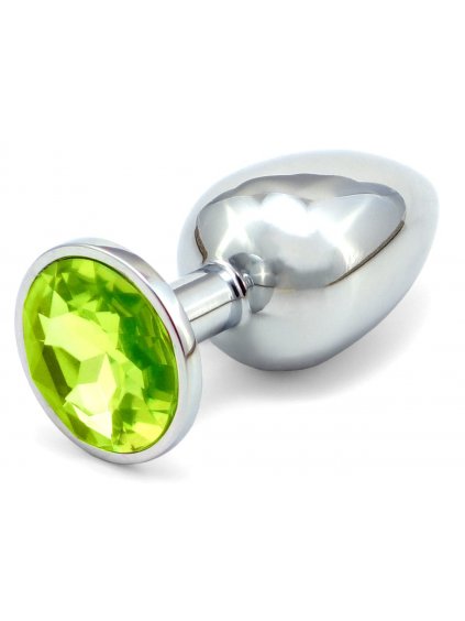 Kovový anální kolík se šperkem  světle zelený