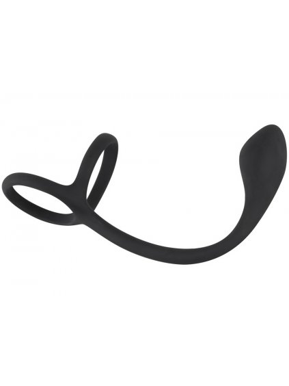 Stimulátor prostaty s kroužky na penis a varlata Black Velvets  (anal lock)