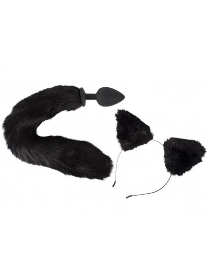 Pet Play Kit - anální kolík s ocáskem a čelenka s ušima Bad Kitty