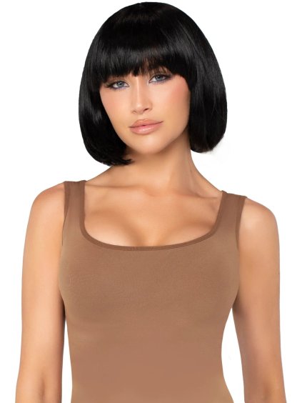 Paruka s ofinou Short Natural Bob  černá, krátká (mikádo)