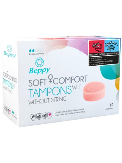 Menstruační houbičky Beppy WET  vlhčené, 8 ks