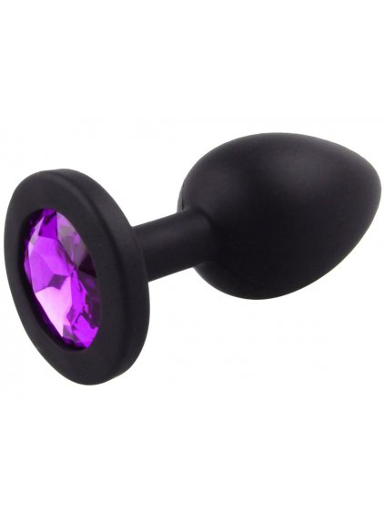 Silikonový anální kolík se šperkem  tmavě fialový