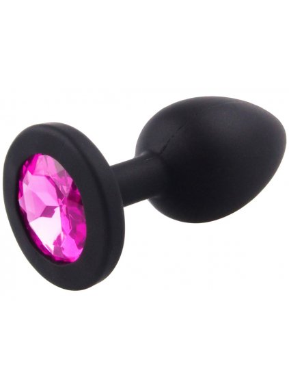 Silikonový anální kolík se šperkem  tmavě růžový