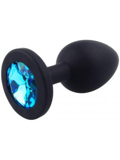 Silikonový anální kolík se šperkem  světle modrý