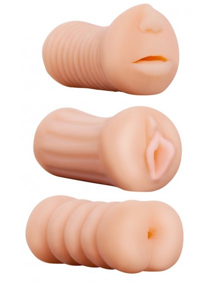 Sada kapesních masturbátorů XXX To-Go Threesome  3 ks - ústa, vagina, análek