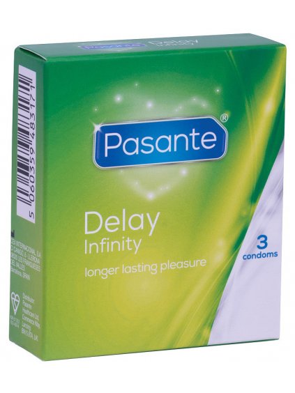 Kondomy Pasante Delay Infinity  na oddálení ejakulace, 3 ks