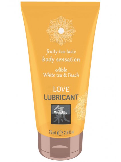 Ochucený lubrikační gel Shiatsu White tea & Peach Love Lubricant  bílý čaj a broskev, 75 ml