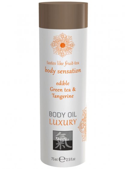 Jedlý masážní olej Shiatsu Body Oil Luxury Green tea & Tangerine  75 ml