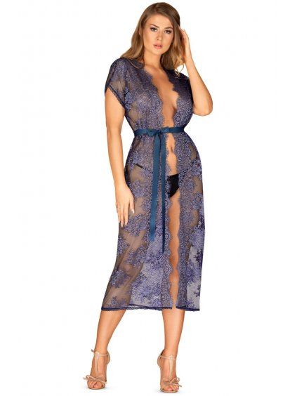 Průsvitné kimono s krajkou Obsessive Flowlace (Velikost S/M)