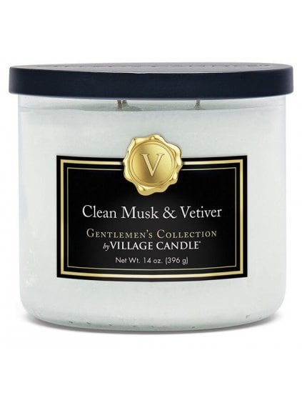 Vonná svíčka Village Candle Clean Musk & Vetiver  čistý mošus a vetiver, 396 g