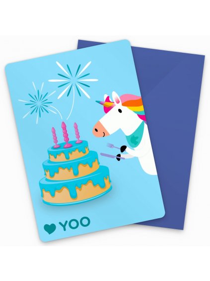 Přání s obálkou YOO – Veselé narozeniny  modré