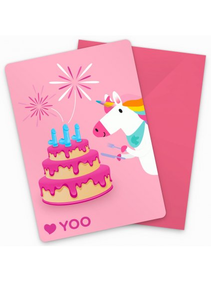 Přání s obálkou YOO – Veselé narozeniny  růžové