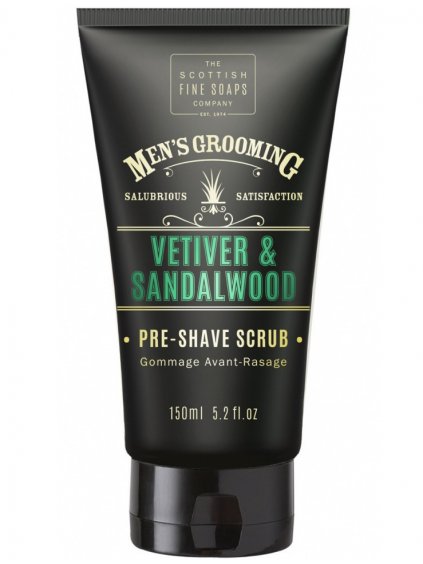 Pánský peeling před holením Scottish Fine Soaps Vetiver & Sandalwood  vetiver a santalové dřevo, 150 ml
