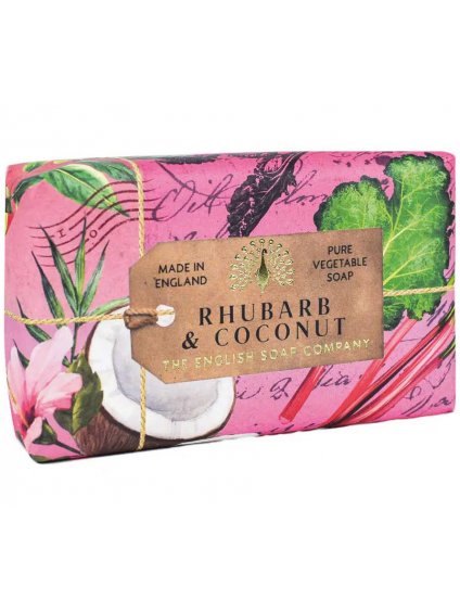 Luxusní tuhé mýdlo English Soap Company Rhubarb & Coconut  rebarbora a kokos, 190 g