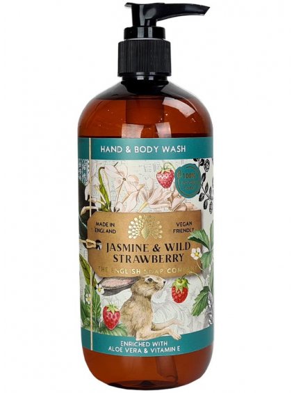 Mycí gel na ruce a tělo English Soap Company Jasmine & Wild Strawberry  jasmín a lesní jahoda, 500 ml
