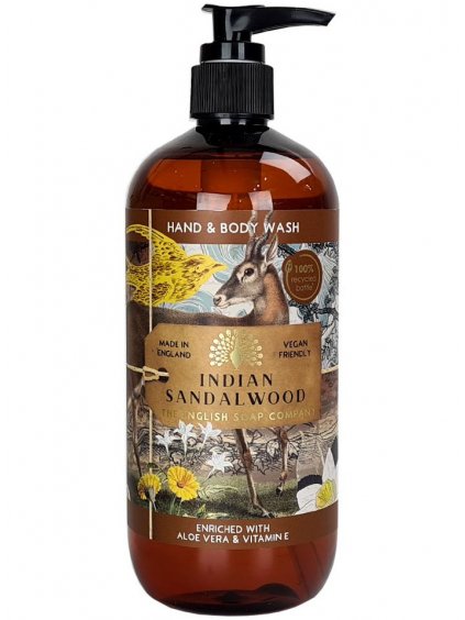 Mycí gel na ruce a tělo English Soap Company Indian Sandalwood  santalové dřevo, 500 ml