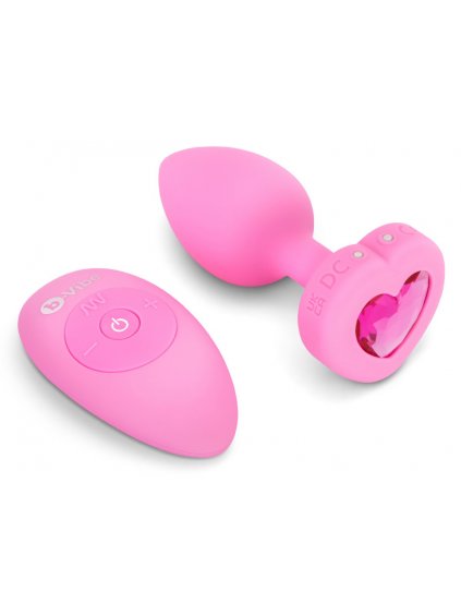 Vibrační anální kolík se srdíčkem B-Vibe Pink Topaz S/M