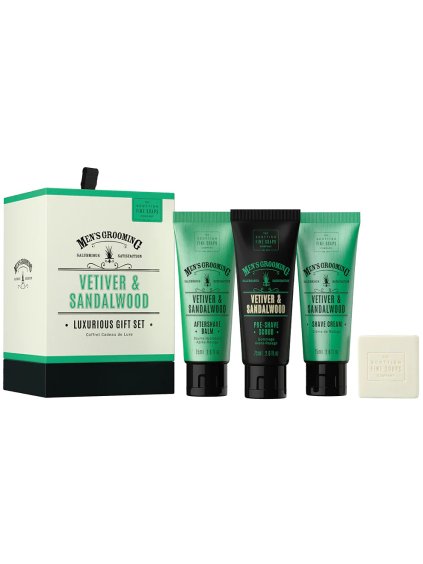 Pánská kosmetická sada Scottish Fine Soaps Vetiver & Sandalwood  vetiver a santalové dřevo, 4 ks