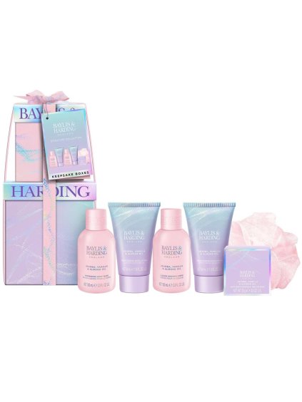 Kosmetická sada Baylis & Harding Jojoba  Vanilla & Almond Oil – jojoba, vanilka a mandle, 6 ks
