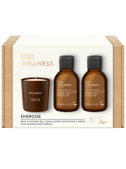 Kosmetická sada Baylis & Harding Wellness Energise  zázvor, limetka a bazalka, 3 ks