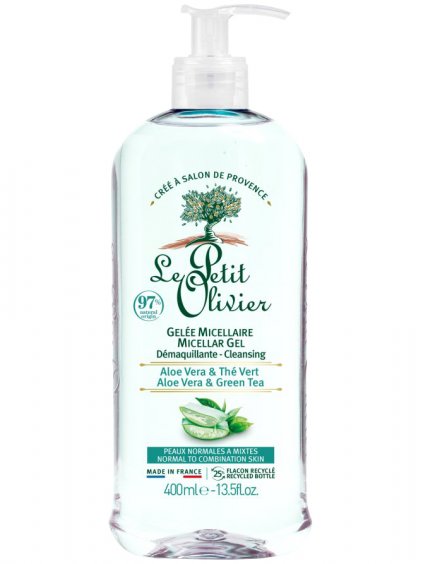 Čisticí micelární gel Le Petit Olivier  Aloe Vera a zelený čaj, 400 ml