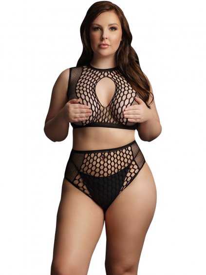 Dvoudílný set síťovaného prádla Le Désir  plus size