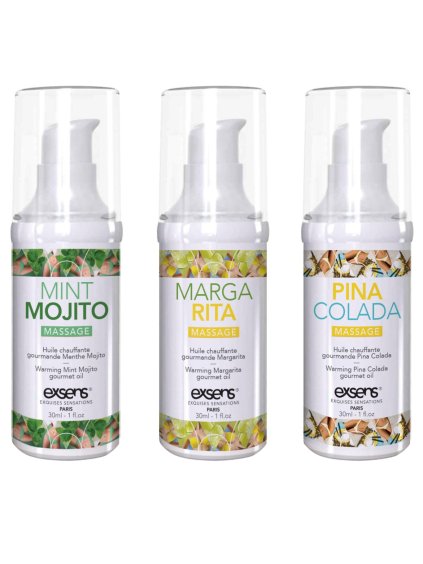 Sada hřejivých intimních masážních olejů Exsens Let's Celebrate!  3x 30 ml