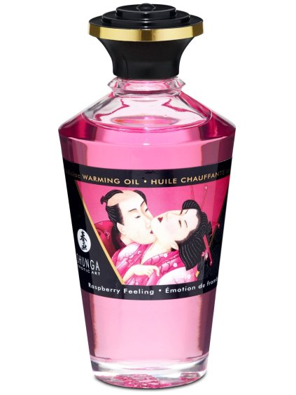 Afrodiziakální hřejivý masážní olej Shunga Raspberry Feeling  100 ml