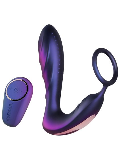Vibrátor na prostatu s kroužkem na penis Hueman Black Hole