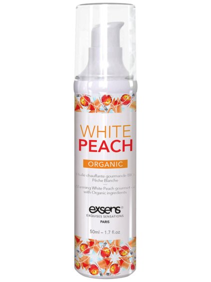 Hřejivý intimní masážní olej Exsens White Peach Organic  50 ml