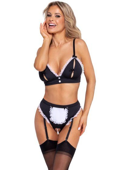 Kostým Cottelli Služebná – podprsenka a kalhotky (Velikost S)