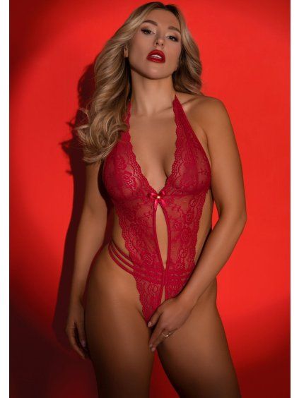 Krajkové body s otevřeným rozkrokem Daring Intimates Flirty Lace (Velikost S/M)