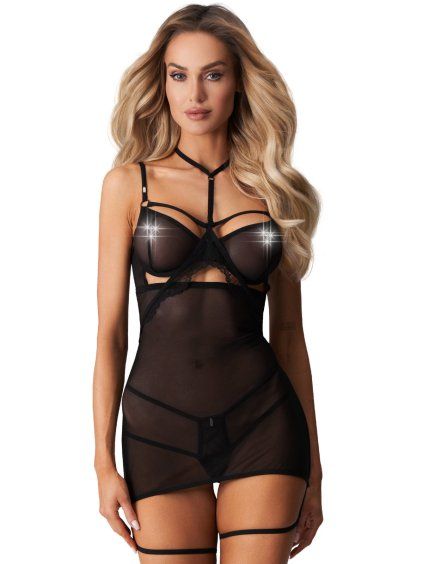 Průsvitná košilka a tanga Obsessive Arrowel (Velikost S/M)