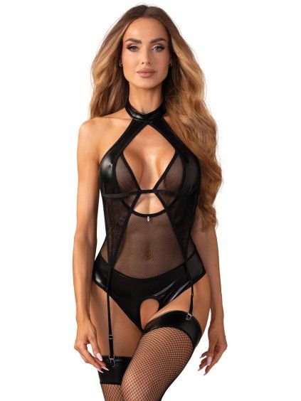 Body s podvazky Obsessive Dominna (Velikost S/M)