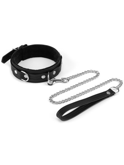 Obojek a vodítko z recyklované kůže Liebe Seele Black Bond