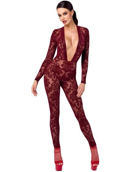 Catsuit se sametovým květinovým potiskem NOIR (Velikost S)