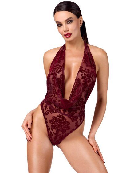 Body se sametovým květinovým potiskem NOIR (Velikost S)